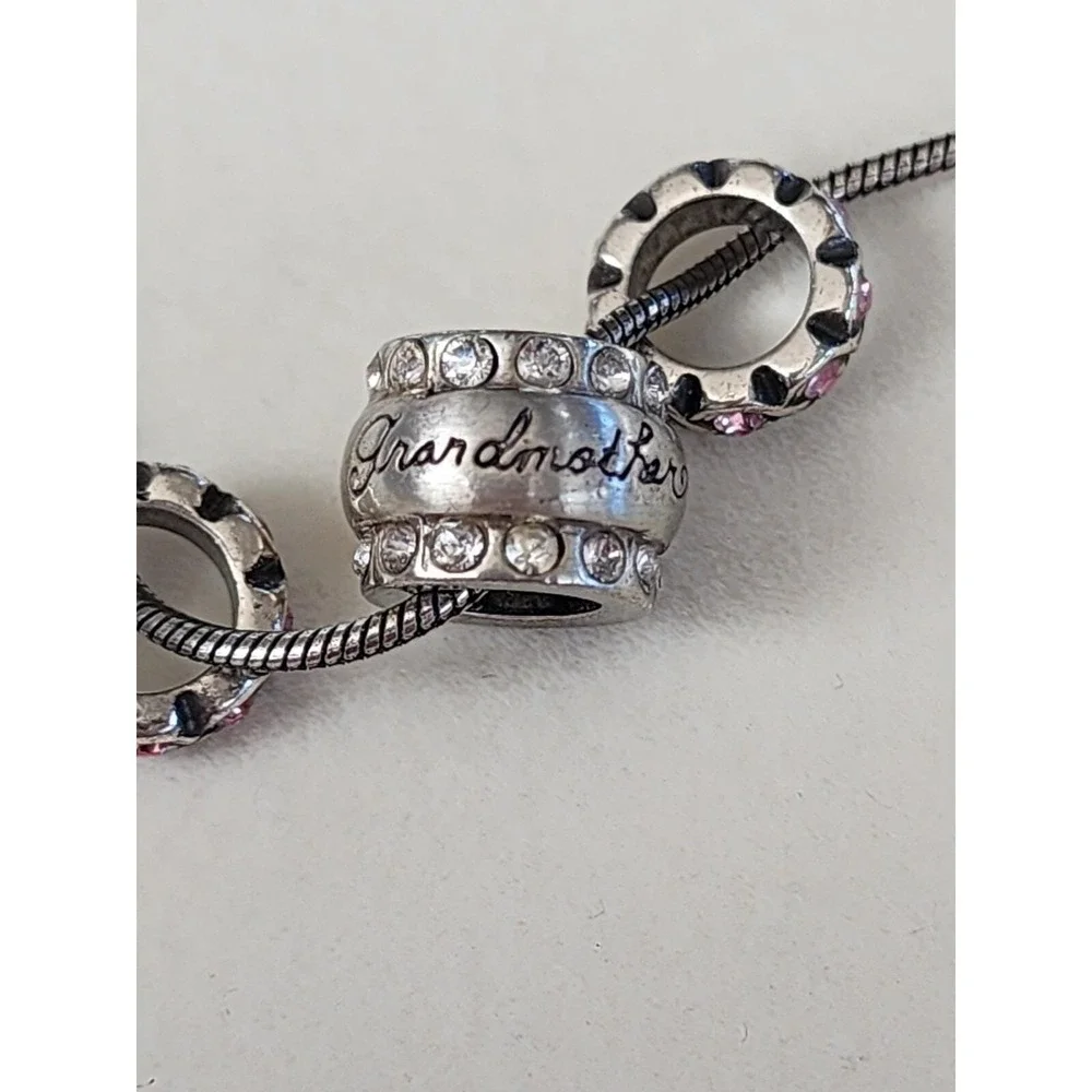 BRIGHTON Grandmother Pink Crystal Charm Necklace Heavy Silver Pl FREE $SHIPPING!